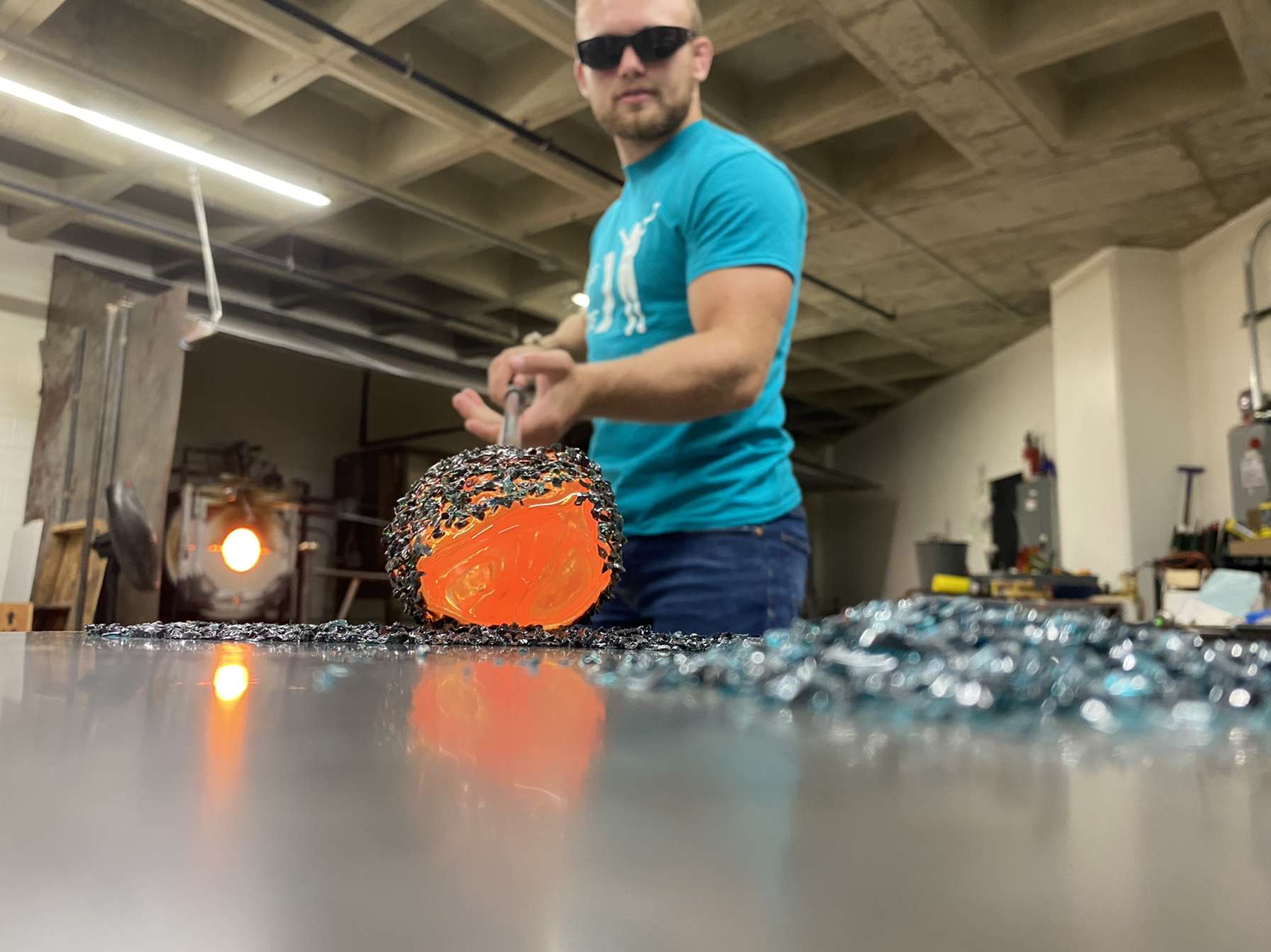 Me glass blowing