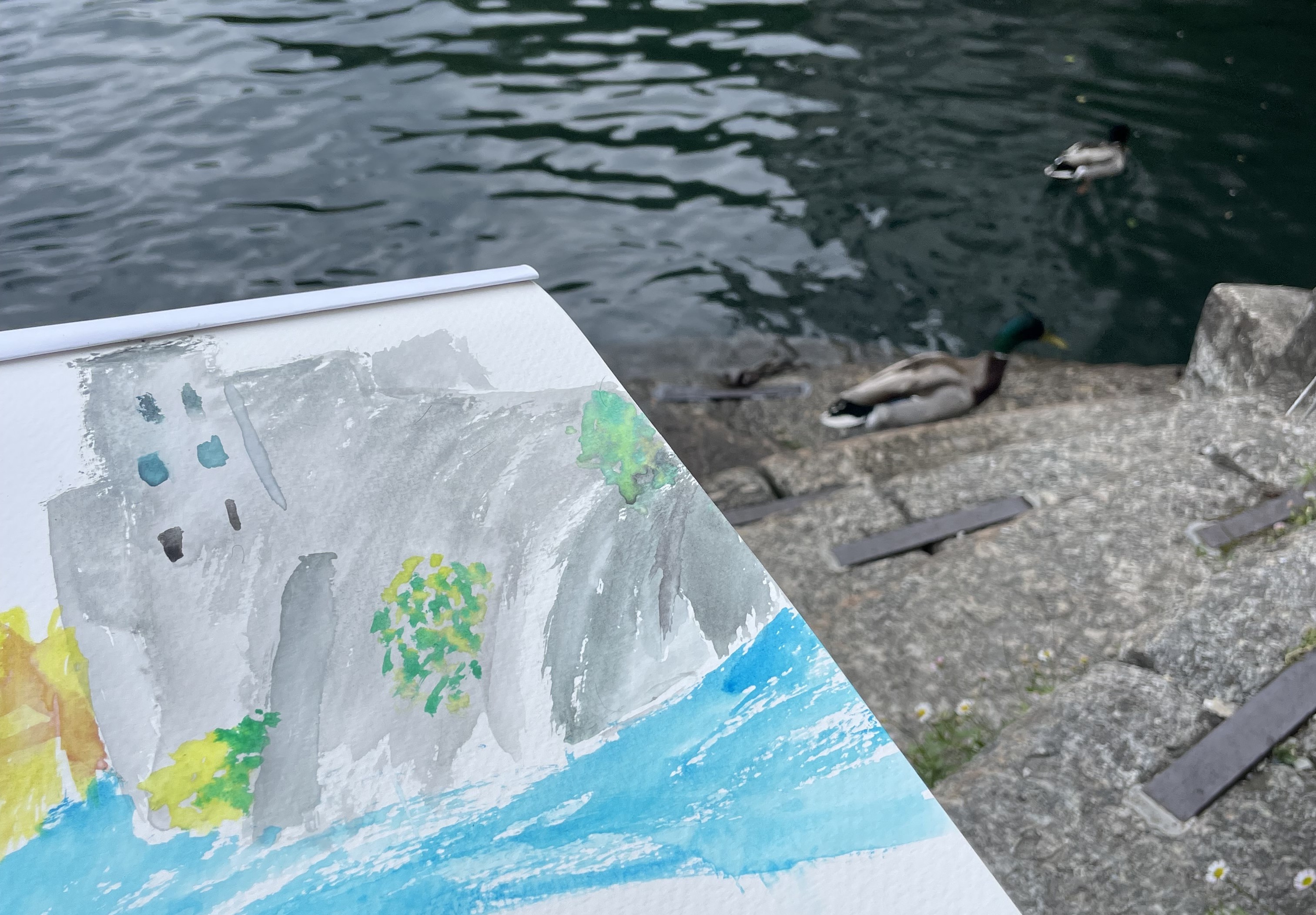 Water color painting in Nesso, Italy
